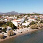 photo of drone view of avlida beach on euboea island, greece