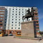 Monument of cavalryman Kazakh hero Zhidebai Batyr