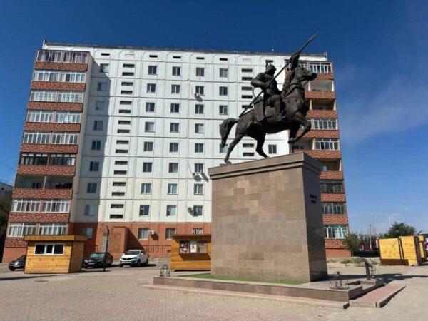 Monument of cavalryman Kazakh hero Zhidebai Batyr