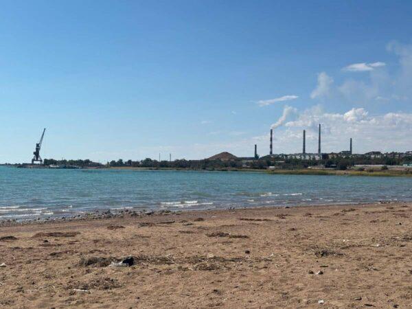 the beach of Balkhash town in kazakhstan