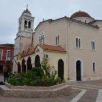 photo of a church in istiaia town on euboea island, greece