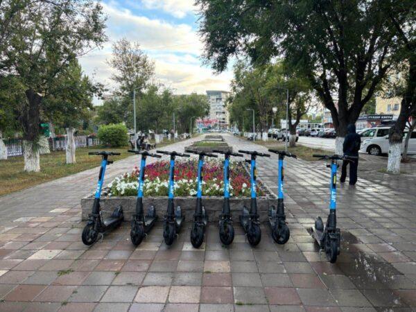 E-scooters on Nursultan Nazarbayev Street in karagandy