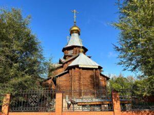 The wooden Church of the Holy Apostles Peter and Paul in Karagandy