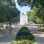 a park with a fountain in tashkent, uzbekistan