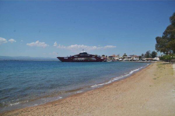 The ferry in the port of Eretria, evia island