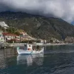 Fishing boat entering the port of Ilia, evia island