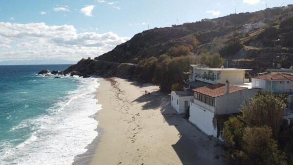 drope photo of korasida beach, evia island, greece