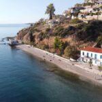 Aerial view of limni beach on evia island