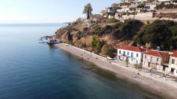 Aerial view of limni beach on evia island