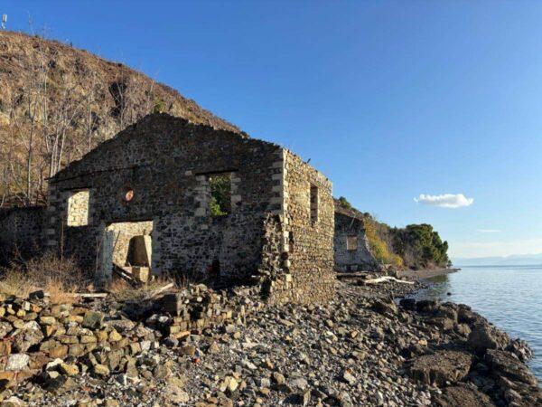 Industrial ruins of old factories of magnesite and resin in limni on evia island