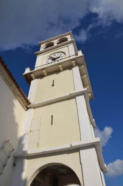 The steeple of the Nativity of the Theotokos church in limni on evia island