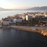 Aerial view of Edipsos on evia island, greece