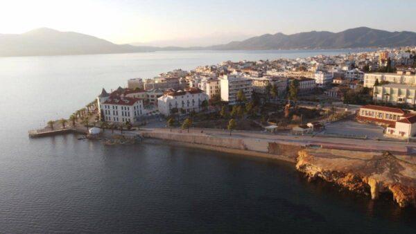 Aerial view of Edipsos on evia island, greece