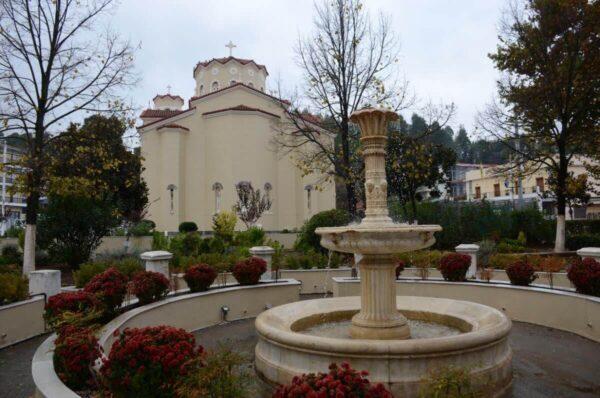 The main square of Prokopi village, evia island