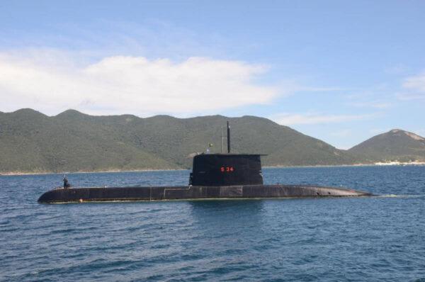 Submarine of the Brazilian navy in bay of arraial do cabo
