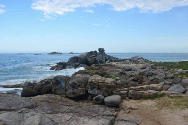 Interesting geological formations of Monumento Natural dos Costões Rochosos in costa azul, rio das ostras