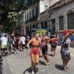 street dancing at carnival bloco in lapa, rio de janeiro, brazil